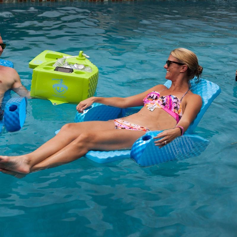 Photo 2 of TRC Recreation Baja Folding Chair Swimming Pool Float Water Lounger, Marina Blue