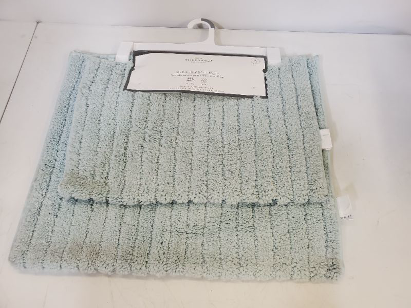 Photo 1 of 2pc Quick Dry Bath Rug Set Aqua - Threshold
