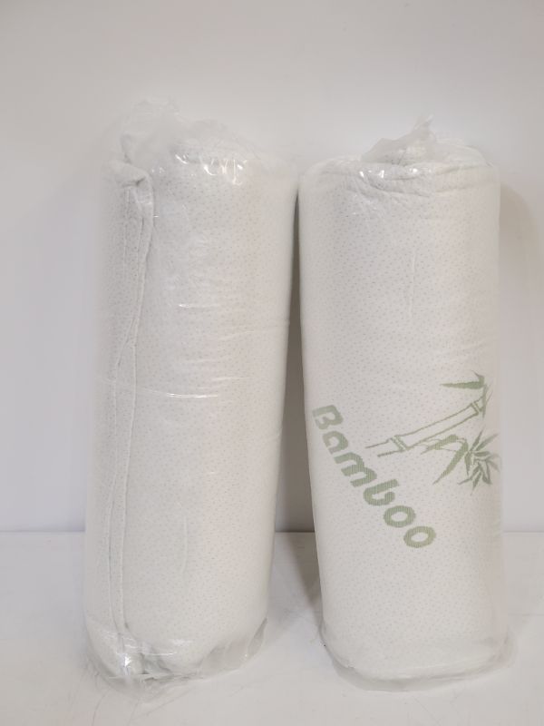 Photo 1 of 2PC PILLOW SET - J&V TEXTILES Ultra-Luxury Bamboo Memory Foam Pillow – Hypoallergenic Bed Pillow Outer Fabric Covering  (Queen) 