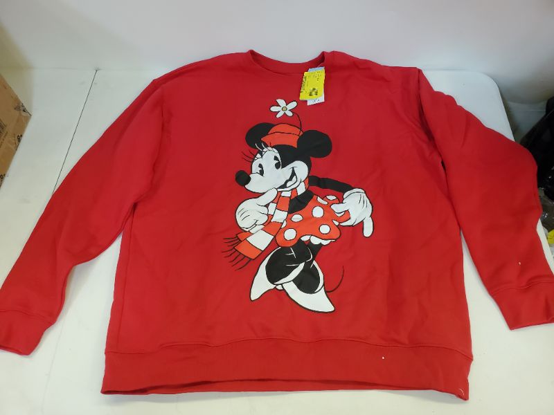 Photo 2 of Adult Unisex Disney Mickey and Friends Family Holiday Graphic Sweatshirt - Red - size xl 