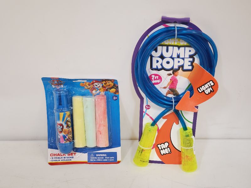 Photo 1 of 2pc kids play set - included 1 Light up jump rope & paw patrol chalk set  