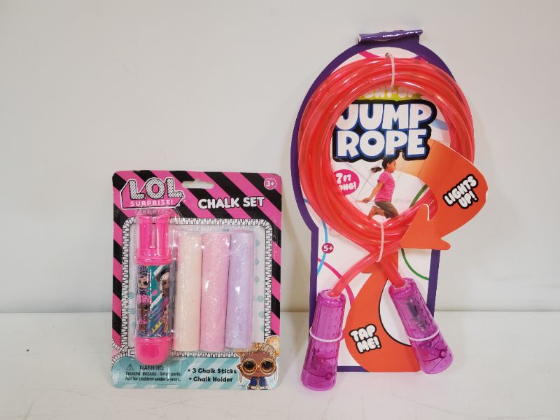 Photo 1 of 2pc kids play set - included 1 Light up jump rope & 1 LOL surprise  chalk set  