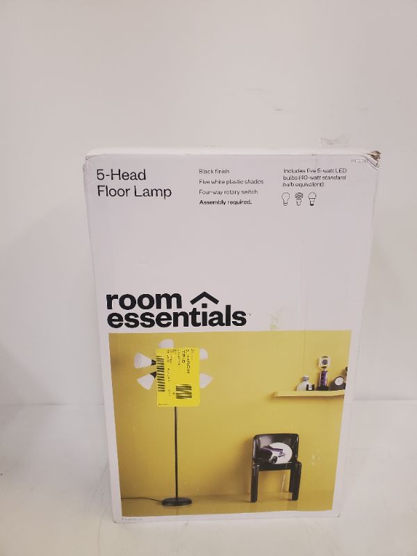 Photo 2 of 5 Head Floor Lamp (Includes LED Light Bulb) Black - Room Essentials NEW