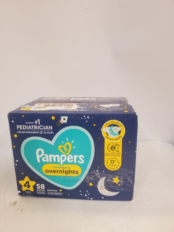 Photo 2 of Diapers Size 4, 58 Count - Pampers Swaddlers Overnights Disposable Baby Diapers, Super Pack 