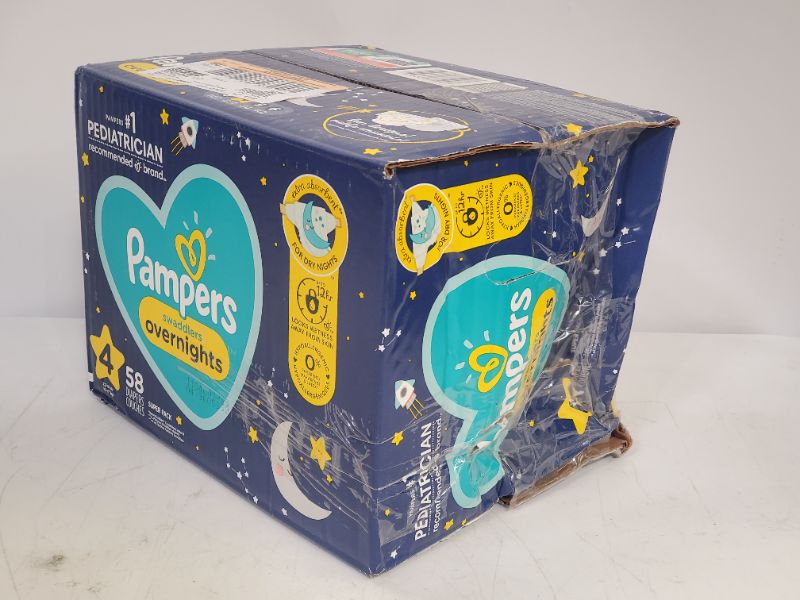 Photo 3 of Diapers Size 4, 58 Count - Pampers Swaddlers Overnights Disposable Baby Diapers, Super Pack 