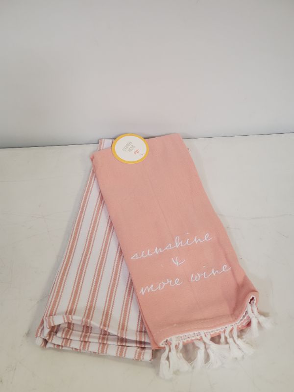 Photo 1 of PACK OF 2 - 2 PCS KITCHEN TOWELS -  "SUNSHINE + MORE WINE "