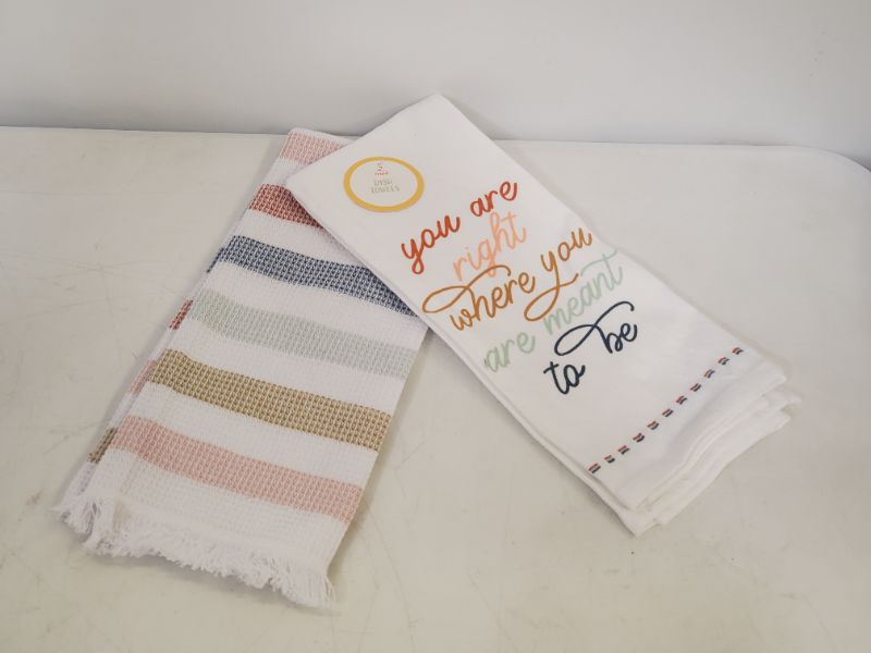 Photo 1 of PACK OF 2 - 2 PCS KITCHEN TOWELS - "You Are Right Where You Are Meant To Be"
