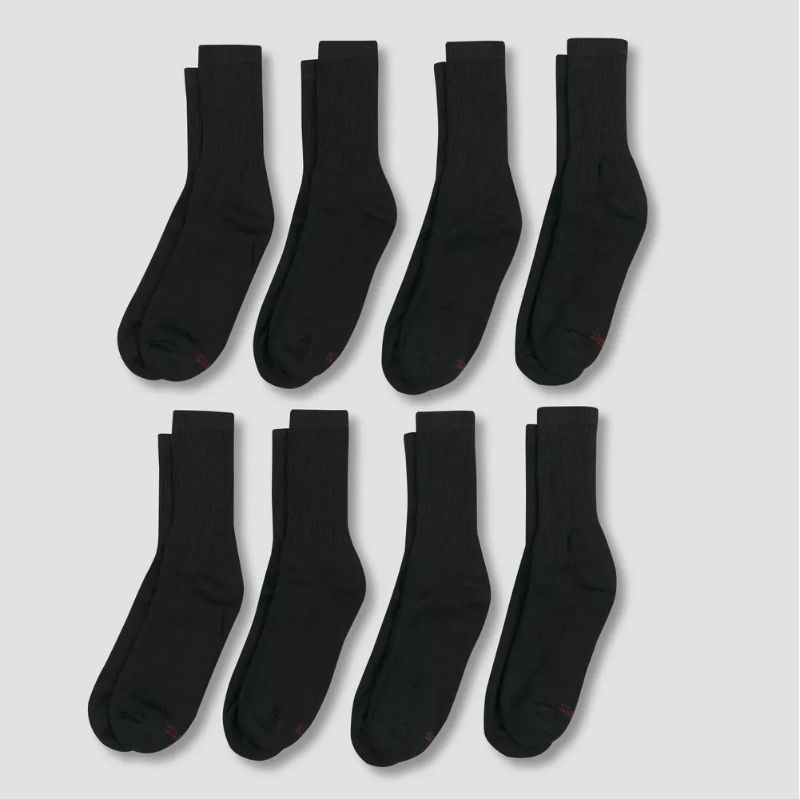 Photo 1 of Men's Hanes 8pk Crew Socks with FreshIQTM - Black - SIZE 6-12 