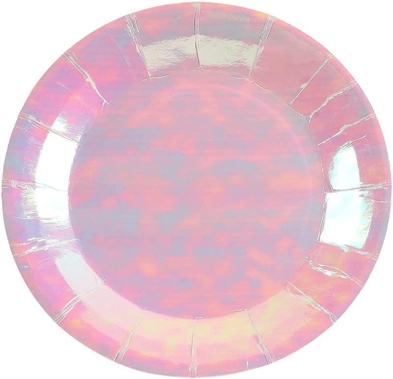 Photo 1 of PACK OF 3 - 10 Piece  6 INCH Pink Holographic plate set 