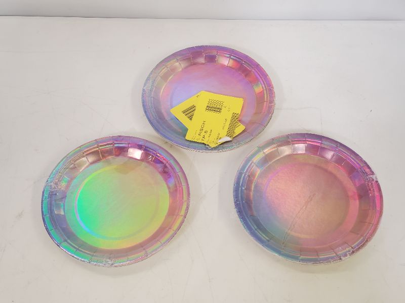 Photo 4 of PACK OF 3 - 10 Piece  6 INCH Pink Holographic plate set 