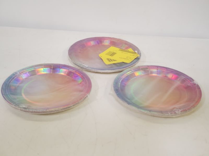 Photo 3 of PACK OF 3 - 10 Piece  6 INCH Pink Holographic plate set 