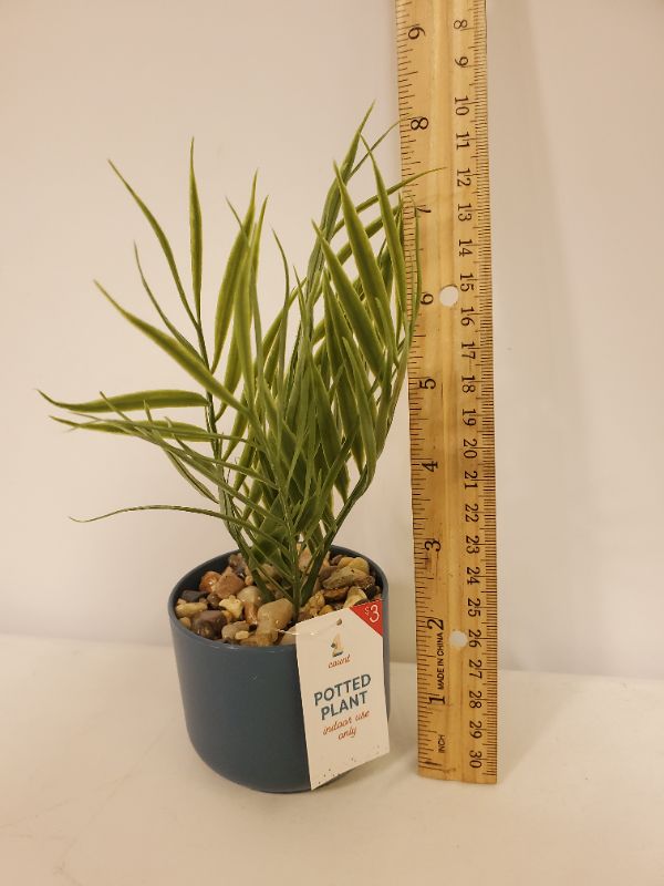 Photo 3 of SMALL 8" POTTED ARTIFICIAL PLANT IN BLUE POT 