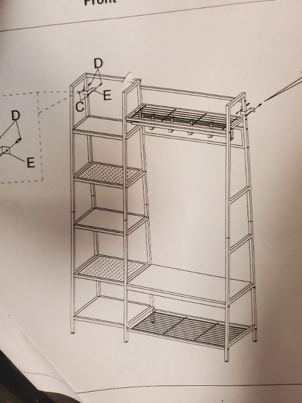 Photo 6 of HOMYSHOPY Entryway Hall Tree Shoe Bench, Industrial Hall Tree Coat Rack with Movable Hooks and Storage Shelves, Mudroom Storage Organizer Bench (Vintage Brown) - SKU: HSMZ-HTBS001