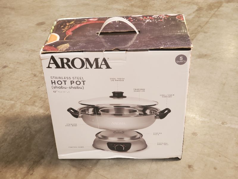 Photo 2 of Aroma Stainless Steel Hot Pot, Silver (ASP-600), 5 quart