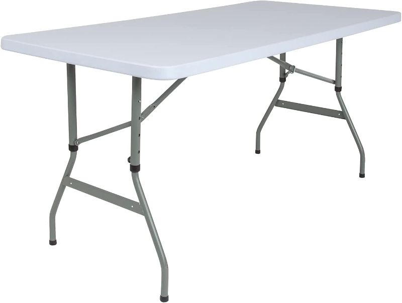 Photo 1 of Flash Furniture 4.93-Foot Height Adjustable Granite White Plastic Folding Table