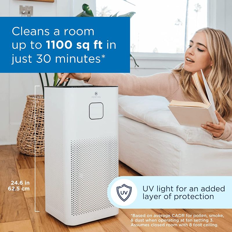 Photo 2 of Medify MA-50 Air Purifier with H13 True HEPA Filter with UV | 1100 sq ft Coverage | for Wildfire Smoke, Dust, Odors, Pollen, Pet Dander | Quiet 99.9% Removal to 0.1 Microns | White