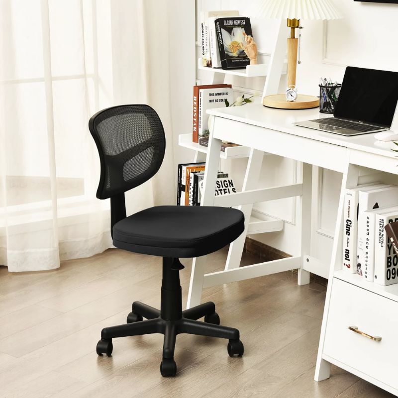 Photo 2 of Costway Armless Office Chair Adjustable Swivel Computer Mesh Desk Chair Black - model: HW67630DK