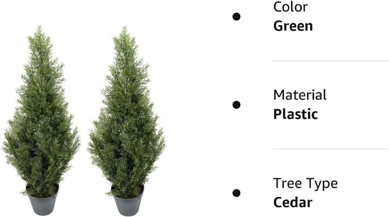 Photo 3 of TWO Pre-potted 3' Artificial Cedar Topiary Outdoor Indoor Tree