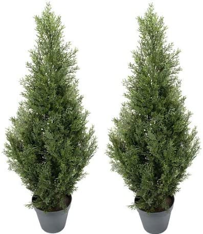 Photo 2 of TWO Pre-potted 3' Artificial Cedar Topiary Outdoor Indoor Tree
