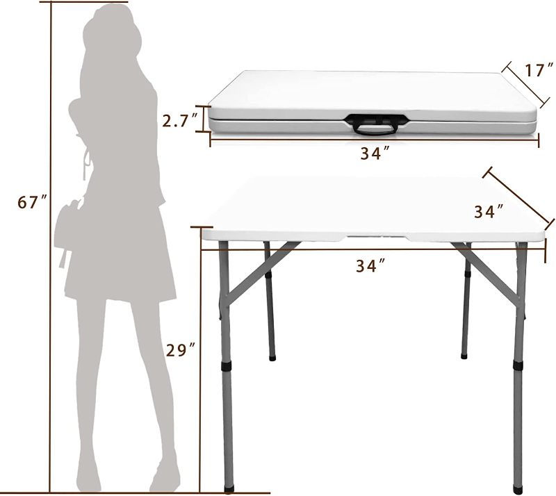 Photo 2 of Plastic Square - Fold In Half Table - Item No.: C0122  - White 