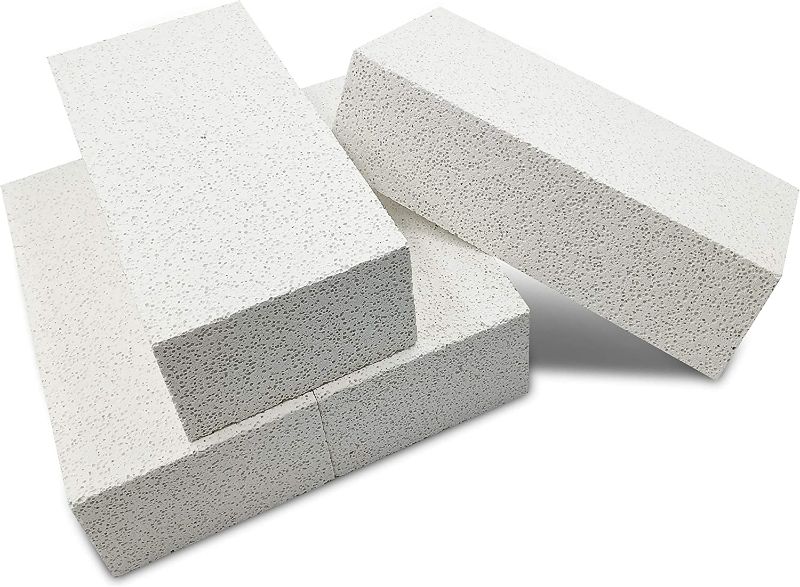 Photo 1 of set of 4 pieces - Insulating Fire Brick for Forge, Soft Insulated Fire Brick for Pizza Oven, Kilns, 2700F Fireplace Bricks, Fire Pit Accessories for Heater, Metal Clay, Jewelry Soldering