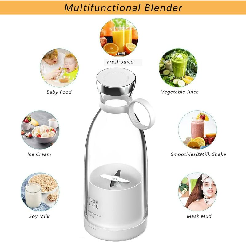 Photo 2 of Fresh Juice Personal Size Blender, Portable Blender, Battery Powered USB Blender (White)