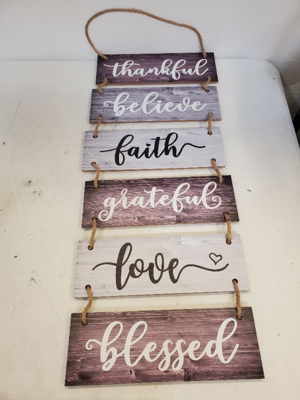 Photo 5 of Buecasa Family Wall Decor Sign - Farmhouse Rustic Home Decoration for Living Room Bedroom - Inspirational Large Wall Hanging Plaque 6pcs 38x12 Inches