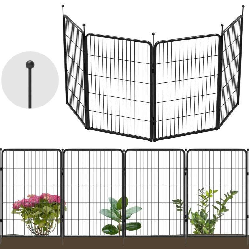 Photo 1 of Black Metal Fence - Temporary Animal Barrier for Yard, 4 Panels - each panel is 39H" X 34W"