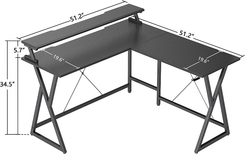 Photo 1 of CubiCubi L Shaped Gaming Desk with Shelf LED