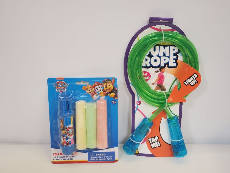 Photo 1 of 2pc kids play set - included 1 Light up jump rope & paw patrol chalk set 