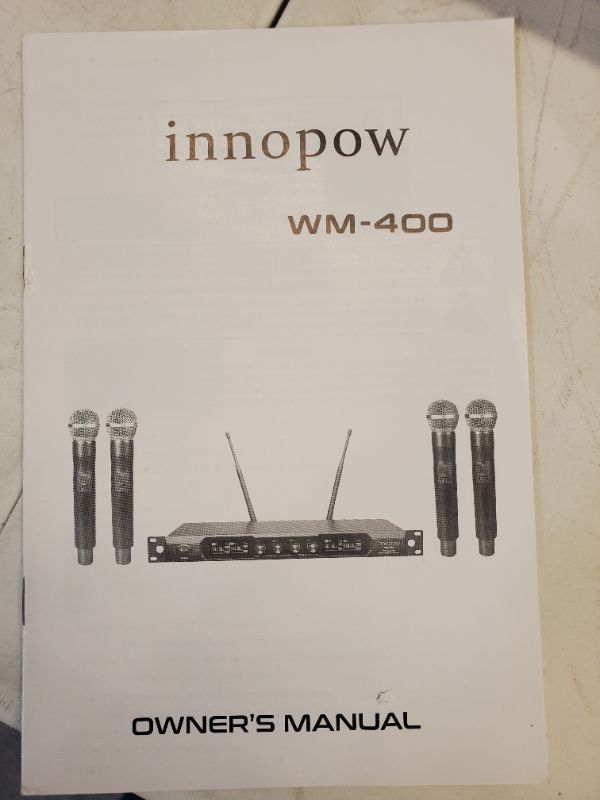 Photo 7 of innopow 4-Channel Wireless Microphone System, Quad UHF Metal Cordless Mic, 4 Handheld Mics, Long Distance150-200Ft, Fixed Frequency, 16 Hours Use for Karaoke Singing, Church - MODEL: WM-400