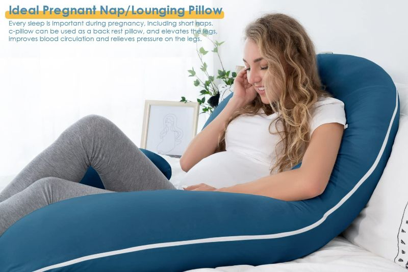 Photo 3 of INSEN Pregnancy Body Pillow with Jersey Cover,C Shaped Full Body Pillow for Pregnant Women - Color: Blue Jersey