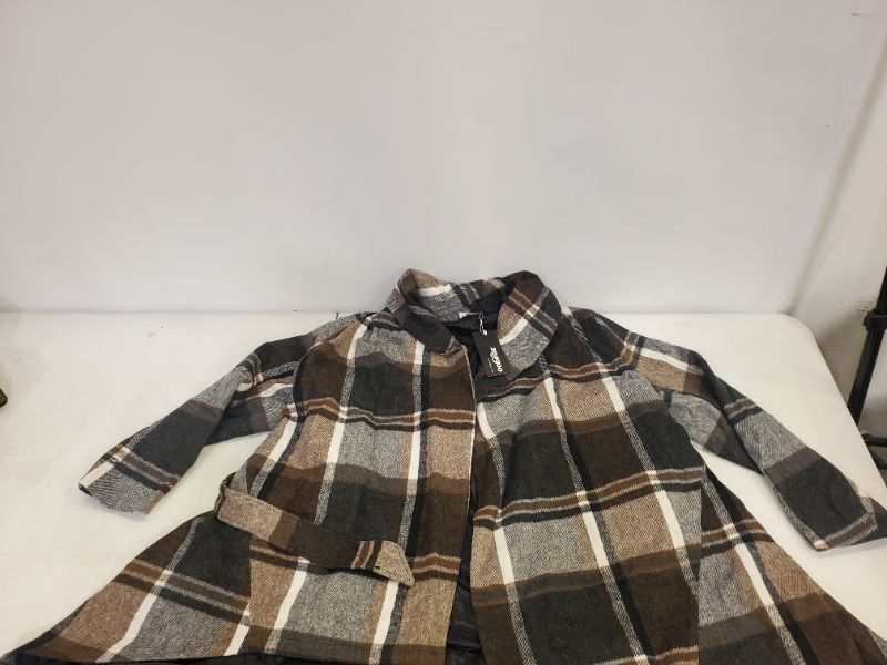 Photo 3 of ZEAGOO  Wool Blend Plaid Belted Coat - Size  XL 