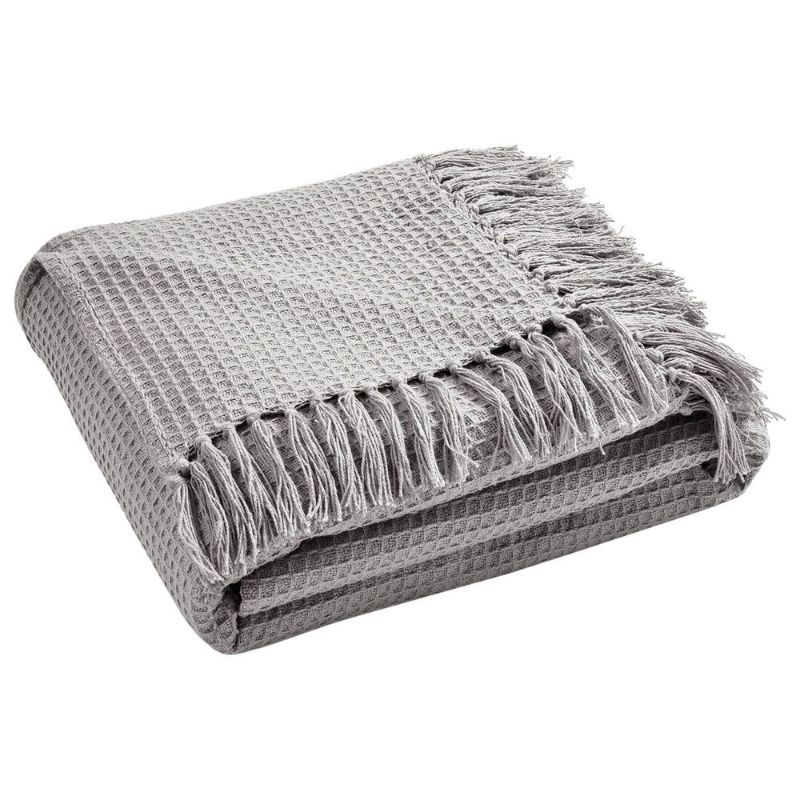 Photo 1 of  Knit Tassel Fringe King Blanket in Light Gray