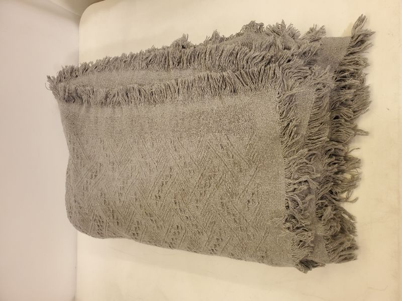 Photo 3 of  Knit Tassel Fringe King Blanket in Light Gray
