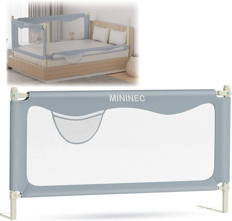 Photo 1 of MININEC Bed Rail for Toddlers Baby, Long Toddler Bedrail Guard for Kids Children, Strong Babies Bed Rail for Twin, Full Size, Queen & King