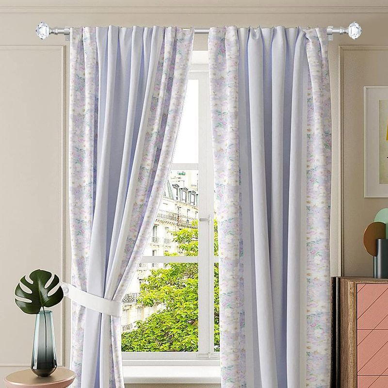 Photo 4 of TONIAL Curtain Rods 32 to 86 Inch(2.6-7.2ft), Telescoping Splicing 3/4 Single Rods for Windows 54 to 82 Inch(4.5-6.8ft) Decorative Drapery Rod with Acrylic Diamond Finial, Nickel