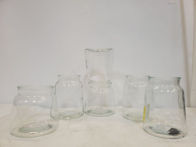 Photo 1 of SET OF 6 DIFFERENT SIZE GLASS JARS 