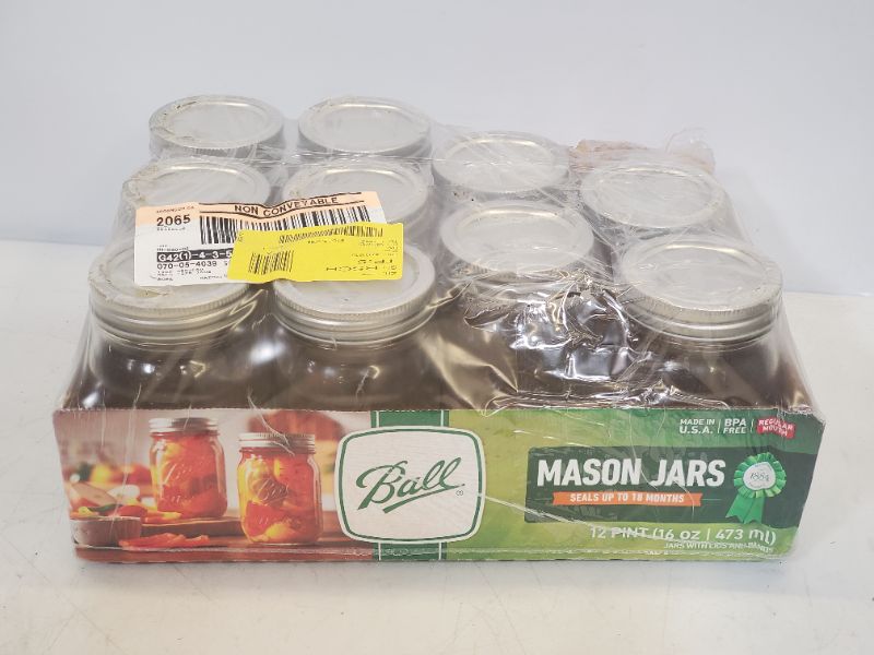 Photo 2 of Ball 16oz 12pc Glass Regular Mouth Mason Jar with Lid and Band