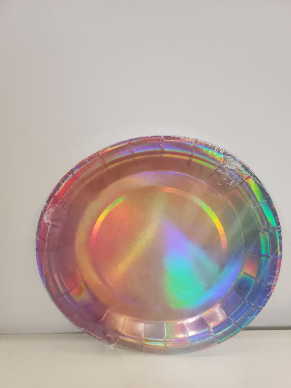 Photo 1 of PACK OF 4 - 10 COUNT 6" PINK HOLOGRAPHIC PLATES 