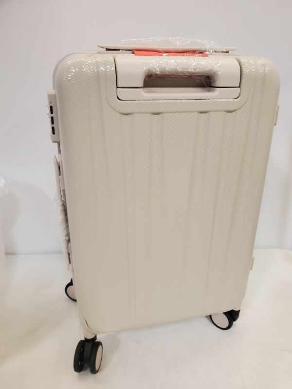 Photo 1 of Hanke Upgrade Carry On Luggage Airline Approved, 20'' Lightweight Hardside Suitcase PC Hardshell Luggage with Spinner Wheels & TSA Lock,Carry-On 20-Inch(Ivory White)