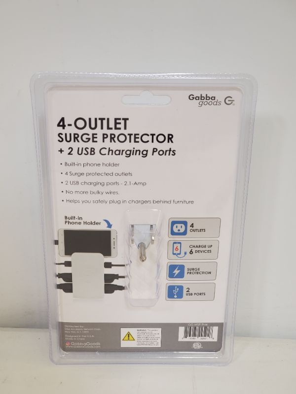 Photo 2 of GABBA GOODS - 4 OUTLET SURGE PROTECTOR + 2 USB CHARGING  PORTS