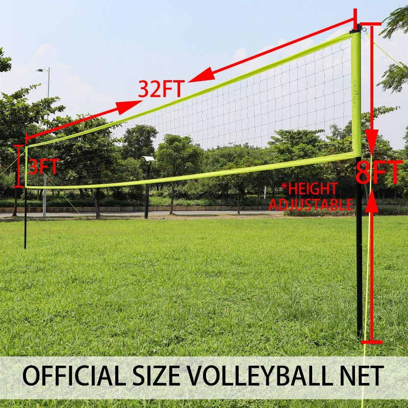 Photo 1 of Zdgao Outdoor Portable Volleyball Net System - Adjustable Height Poles with Soft Volleyball Ball, Pump, Hammer, Boundary Line, and Carry Bag for Backyard, Beach, Lawn -  SKB-Volleyball Net-08