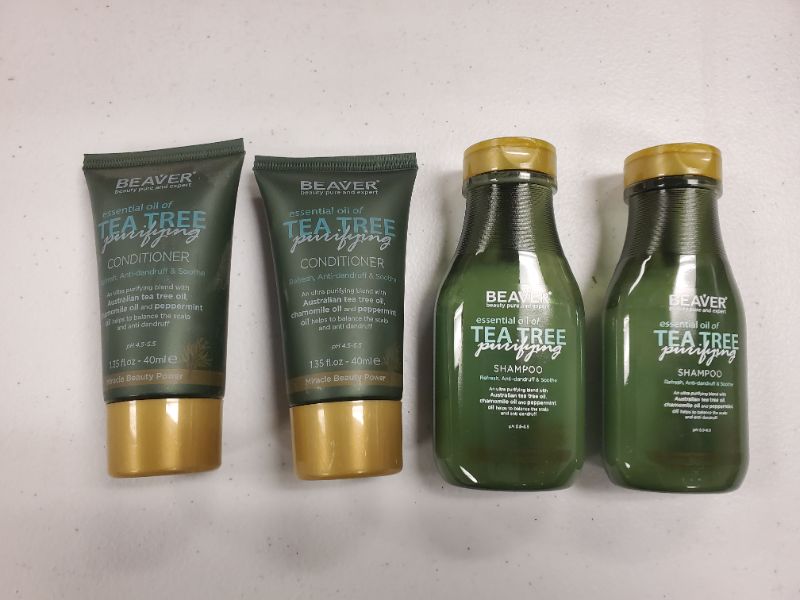 Photo 1 of TEA TREE TRAVEL SIZE 2 SHAMPOOS  AND 2 CONDITIONERS -  PREVENTS BUILD UP ON SCALP AND HELPS DANDRUFF CONDITIONER RENEWS AND REVIES HAIR SHAFT MAKING IT SILK AND SOFT NEW