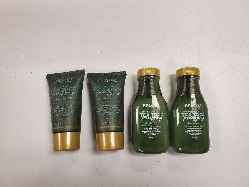 Photo 4 of TEA TREE TRAVEL SIZE 2 SHAMPOOS  AND 2 CONDITIONERS -  PREVENTS BUILD UP ON SCALP AND HELPS DANDRUFF CONDITIONER RENEWS AND REVIES HAIR SHAFT MAKING IT SILK AND SOFT NEW