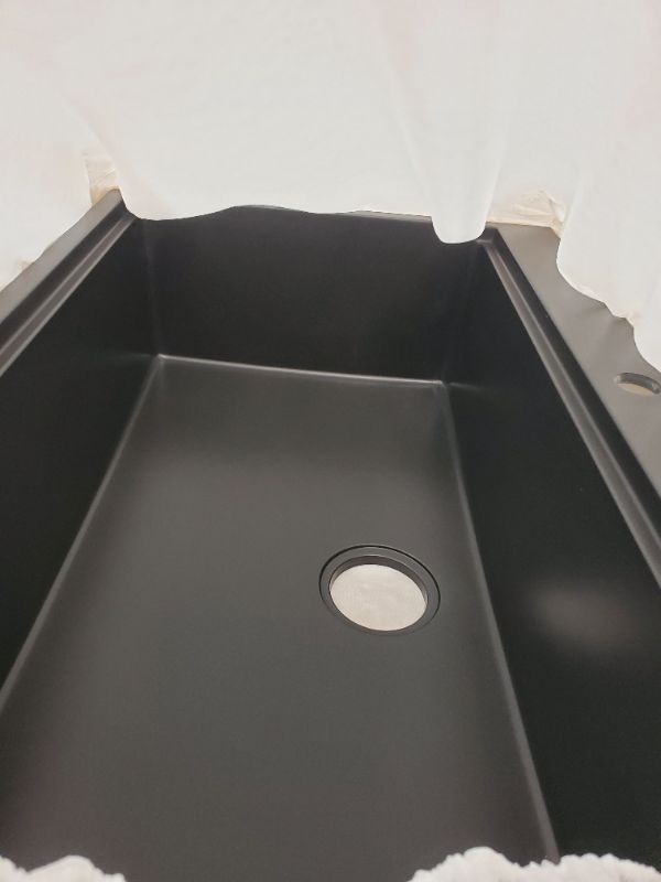 Photo 5 of Quartz Star Granite & Quartz Kitchen Sink with cutting board and drying rack -  black - ( 33 X 22 X 10 INCH )