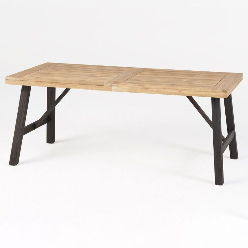 Photo 1 of Noble House Borocay Patio Dining Table in Brushed Grey and Mahogany - Table Only