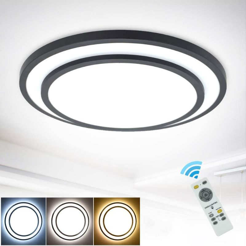 Photo 1 of DLLT 48W Dimmable LED Ceiling Light Fixture Flush Surface Mount, 20 Inch Round Remote Control Lighting, 3 Light Color Changeable for Dining Room, Living Room, Bedroom, Office, Hotel