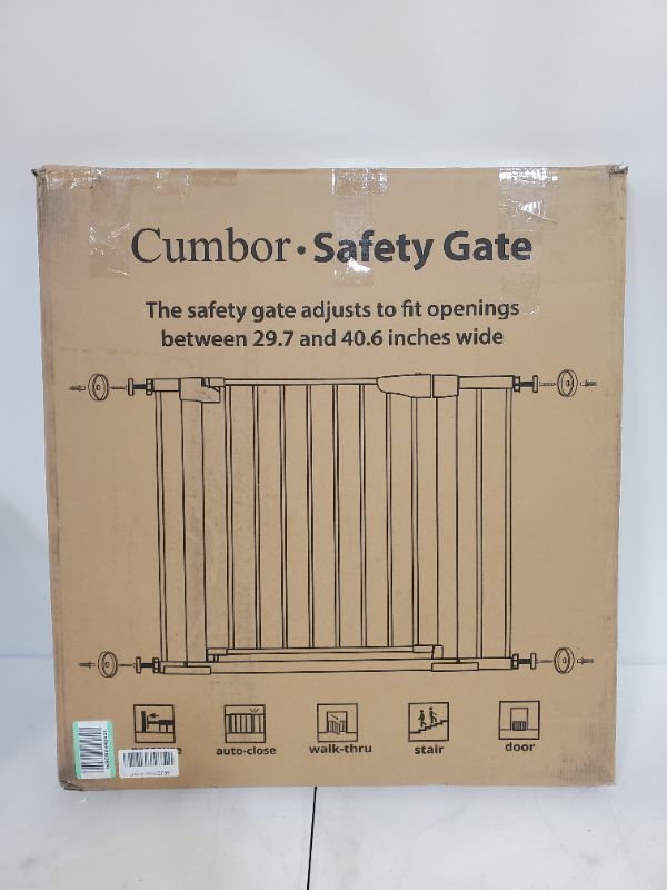 Photo 2 of Mom's Choice Awards Winner-Cumbor 29.5"-40.6" Width Pressure or Hardware Mounted Auto Close Safety Baby Gate, Durable Extra Wide Dog Gate for Stairs, Doorways, Easy Walk Thru Pet Gate for House 30.5" Tall Black