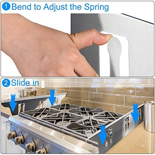 Photo 2 of Kozyland 2 Pcs Stainless Steel Stove Gap Covers, Kitchen Heat Resistant Stove Counter Guard Cover Eliminates Gap Between Counter & Appliances - 23.5 inch / 60cm